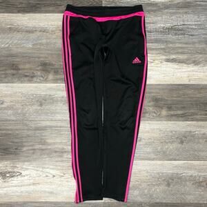 Adidas Tiro 15 Climacool Black Hot Pink 3 Stripes Girls‎ M Ankle Zip Track Pants